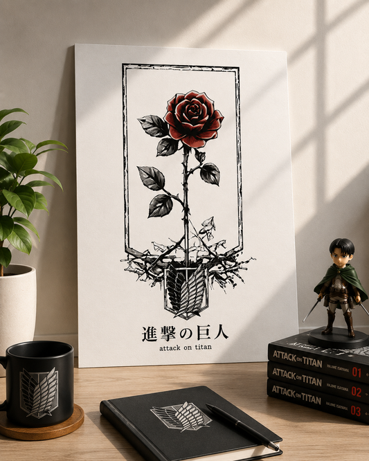 Attack on Titan Rose Emblem A3 Poster | Wings of Freedom Anime Wall Art | Premium 300 GSM Print