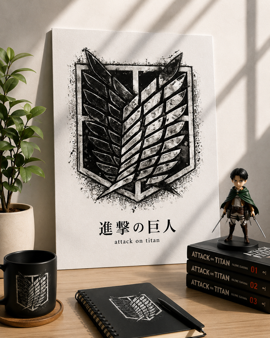 Attack on Titan Wings of Freedom A3 Poster | Scout Regiment Emblem Anime Wall Art | Premium 300 GSM Print