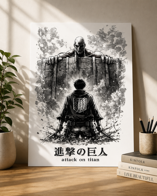 Attack on Titan: Titan at the Wall A3 Anime Poster | Premium 300 GSM Art Board