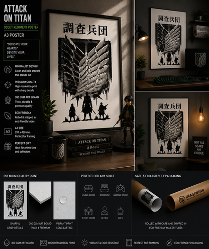 Attack on Titan Scout Regiment Emblem A3 Anime Poster | Minimalist Wall Art | ImagiWear