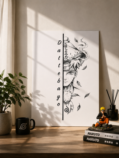 Dattebayo Naruto A3 Anime Poster | Minimalist Manga Wall Art | Premium 300 GSM Print