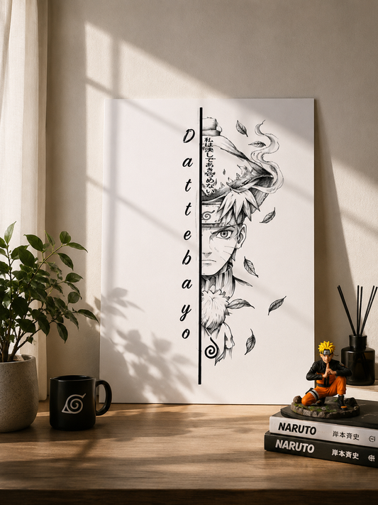 Dattebayo Naruto A3 Anime Poster | Minimalist Manga Wall Art | Premium 300 GSM Print