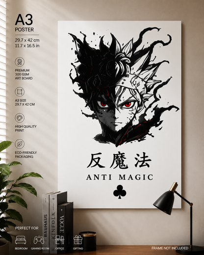 Black Clover Asta Anti-Magic A3 Anime Poster | 300 GSM Wall Art | Unframed