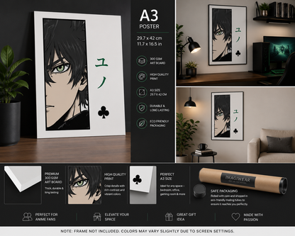 Yuno A3 Anime Poster | Premium 300 GSM Wall Art | Unframed