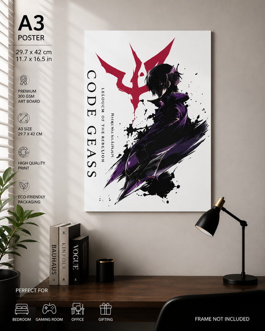 Code Geass A3 Anime Poster | Premium 300 GSM Wall Art | Unframed