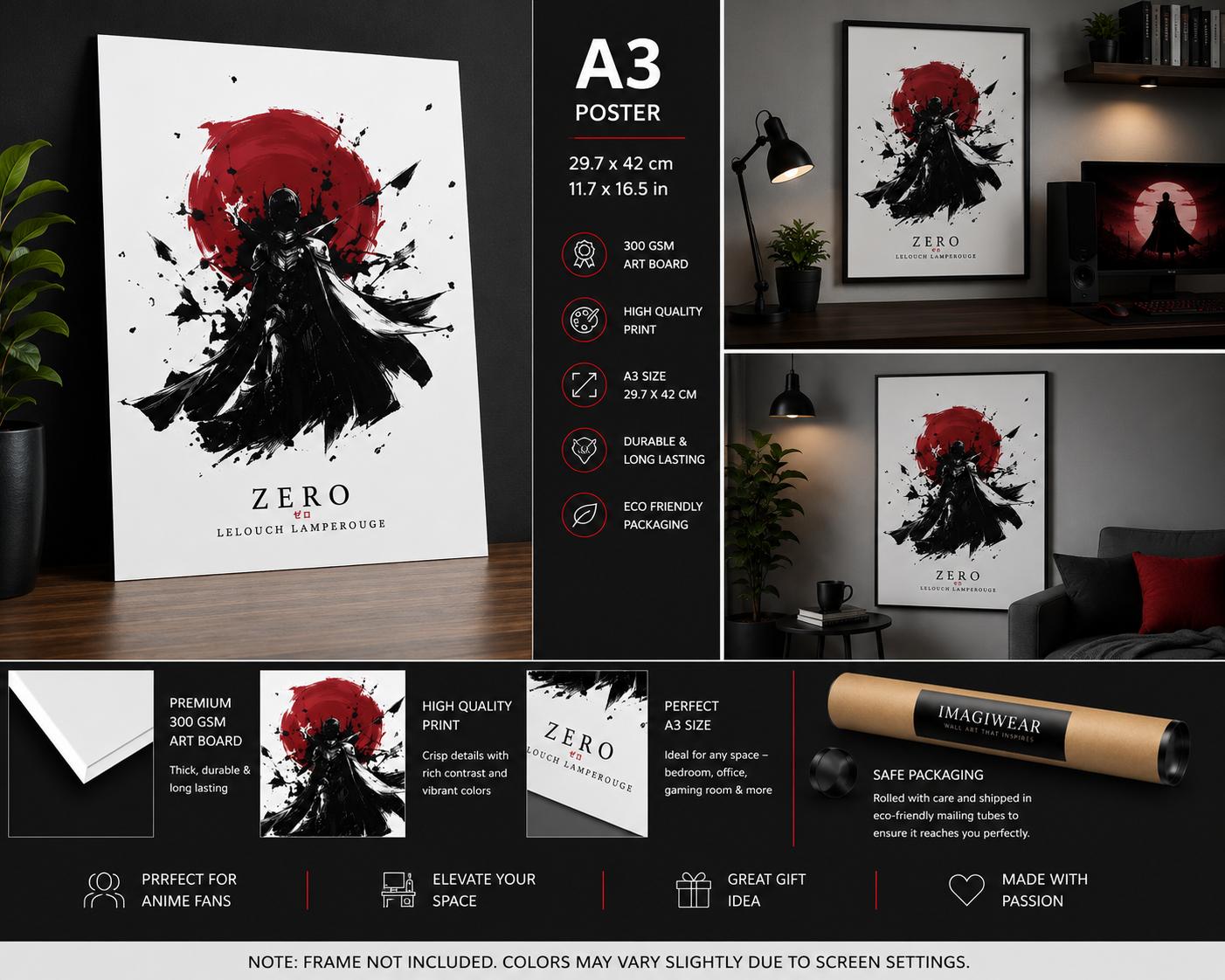 Zero A3 Anime Poster | Premium 300 GSM Wall Art | Unframed