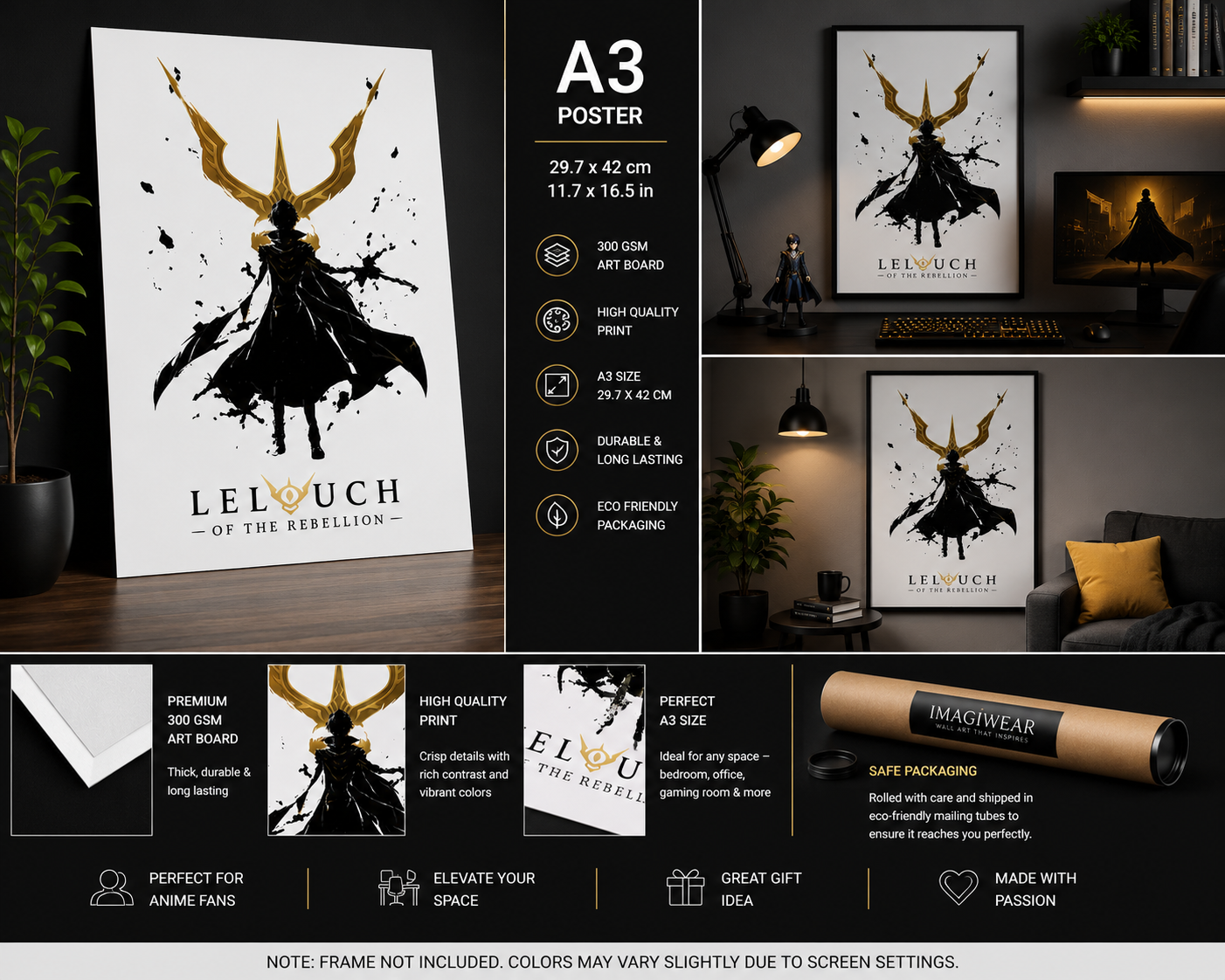 Lelouch of the Rebellion A3 Anime Poster | Premium 300 GSM Wall Art | Unframed