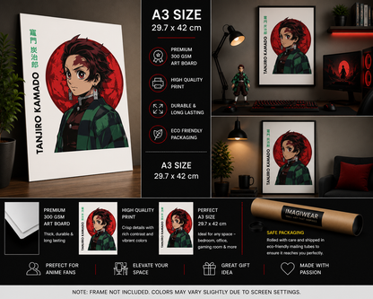 Tanjiro Kamado A3 Anime Poster | Demon Slayer 300 GSM Wall Art