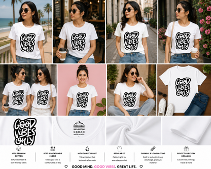 Good Vibes Only Women's Classic T-Shirt | Positive Quote Graphic Tee