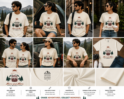 More and More Adventures Oversized T-Shirt | Travel Bus Graphic Unisex Tee