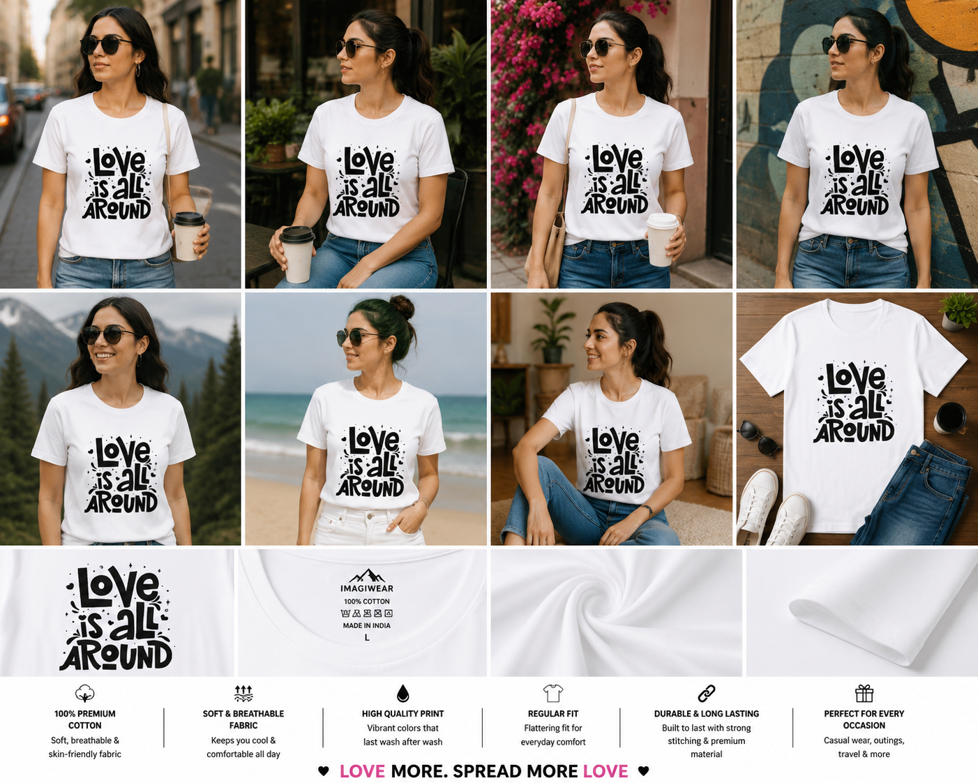 Love Is All Around Women's Graphic T-Shirt | Inspirational Typography Tee