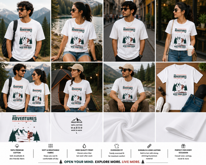 Seek Adventures That Open Your Mind Oversized T-Shirt | Mountain Explorer Graphic Unisex Tee