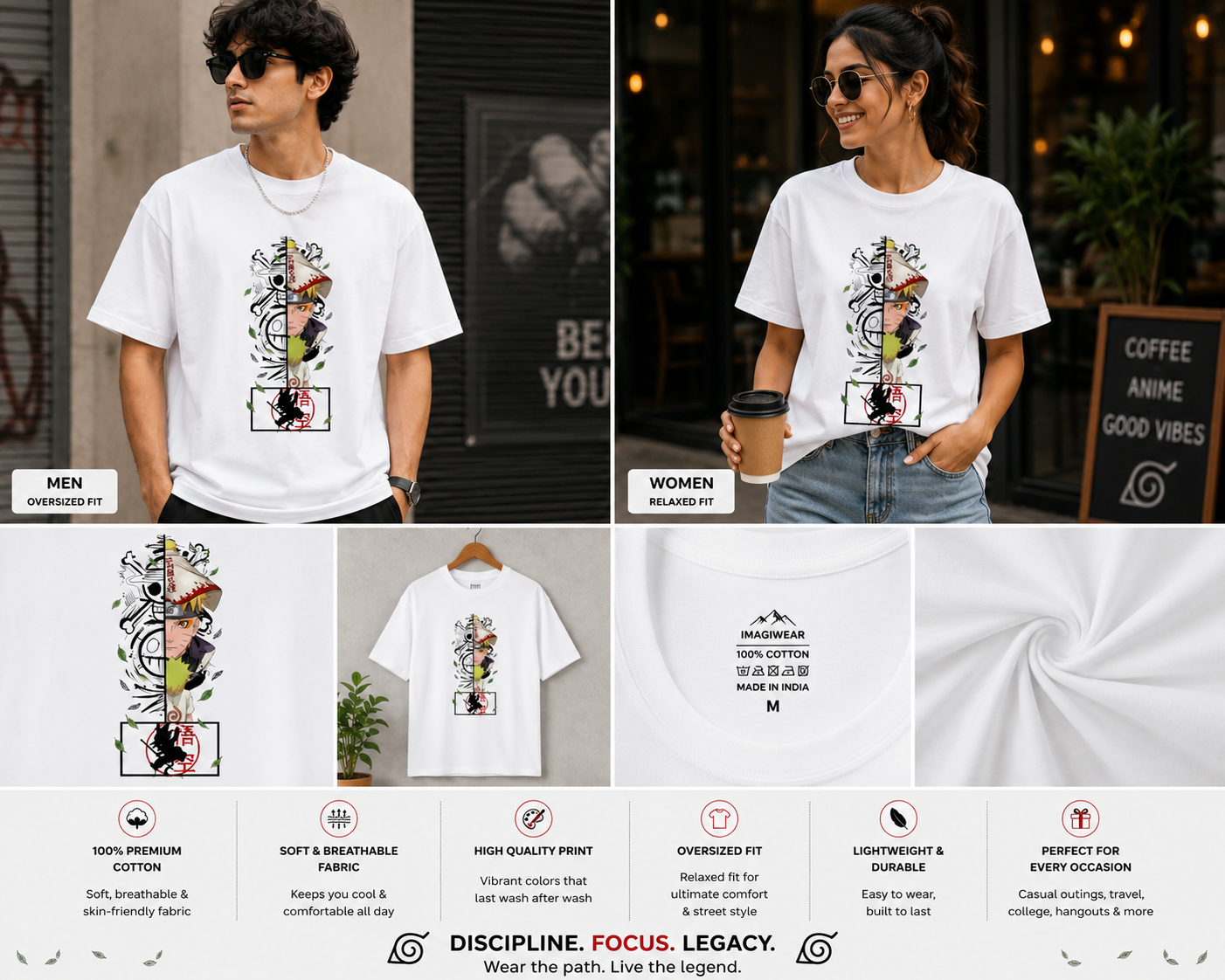 Anime Ninja Legacy Oversized T-Shirt | Manga Inspired Streetwear Graphic Tee