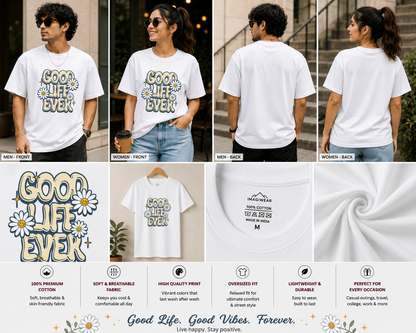 Good Life Ever Oversized T-Shirt | Retro Daisy Graphic Unisex Tee