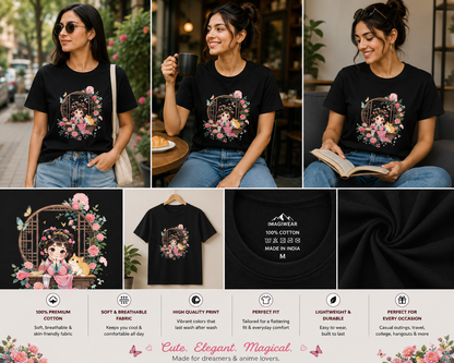 Floral Princess Women's Classic T-Shirt | Cute Anime Girl Graphic Tee