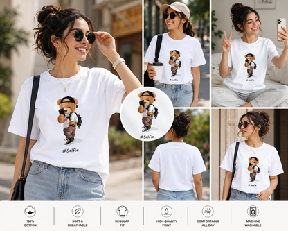Selfie Teddy Bear Women's Classic T-Shirt | Cute Social Media Graphic Tee