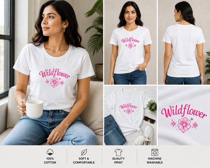 Wildflower Women's Classic Cotton T-Shirt | Floral Graphic Tee
