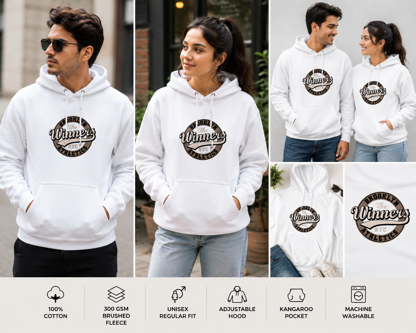 The Winners Unisex Cotton Hoodie | Brooklyn Athletics Graphic Hoodie
