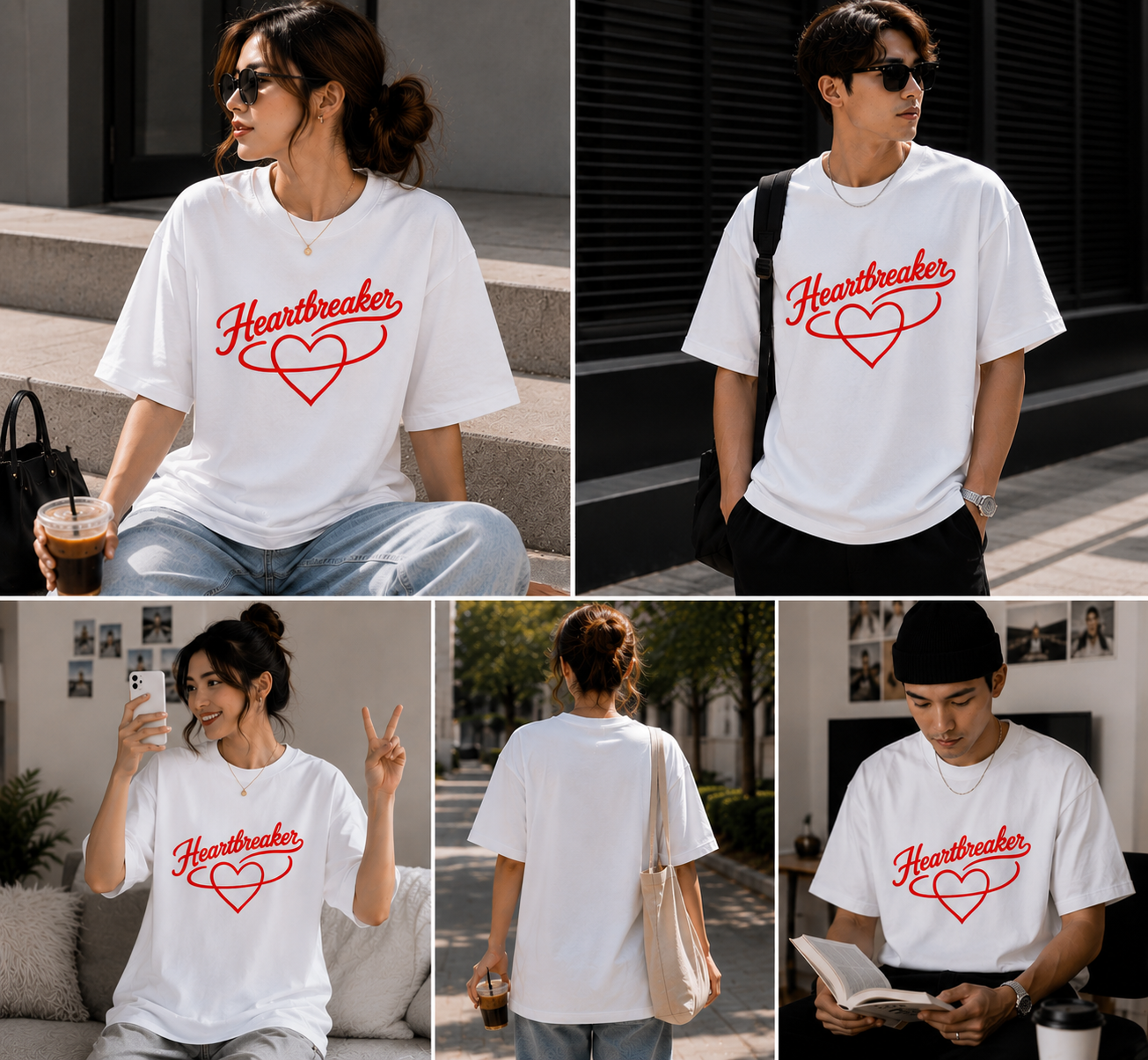 Heartbreaker Oversized T-Shirt – Romantic Graphic Unisex Tee
