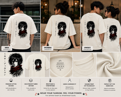 Scarlet Warrior Oversized T-Shirt | Anime-Inspired Japanese Streetwear Tee