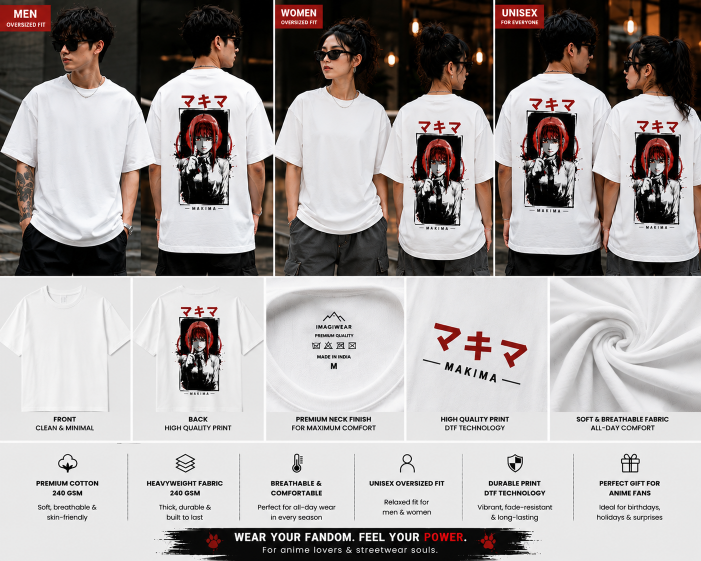 Crimson Authority Oversized T-Shirt | Anime-Inspired Streetwear Graphic Tee