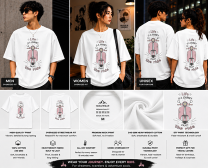 Life Is A Journey – Enjoy The Ride Oversized T-Shirt | Vintage Scooter Graphic Streetwear Tee