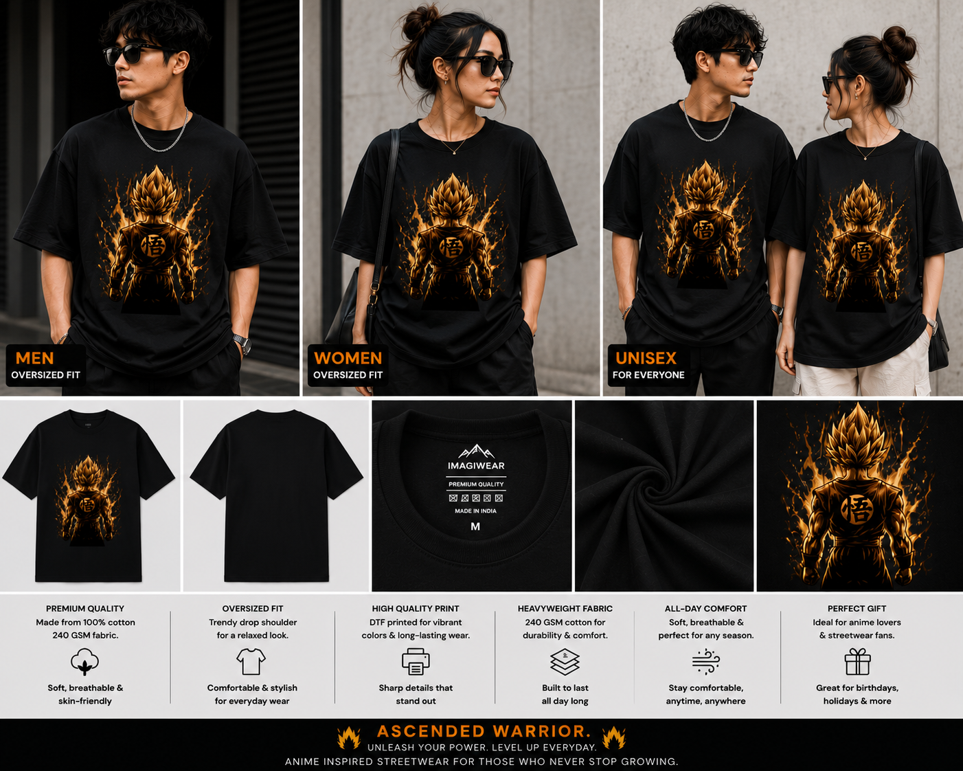 Ascended Warrior Oversized T-Shirt | Anime Inspired Streetwear Graphic Tee