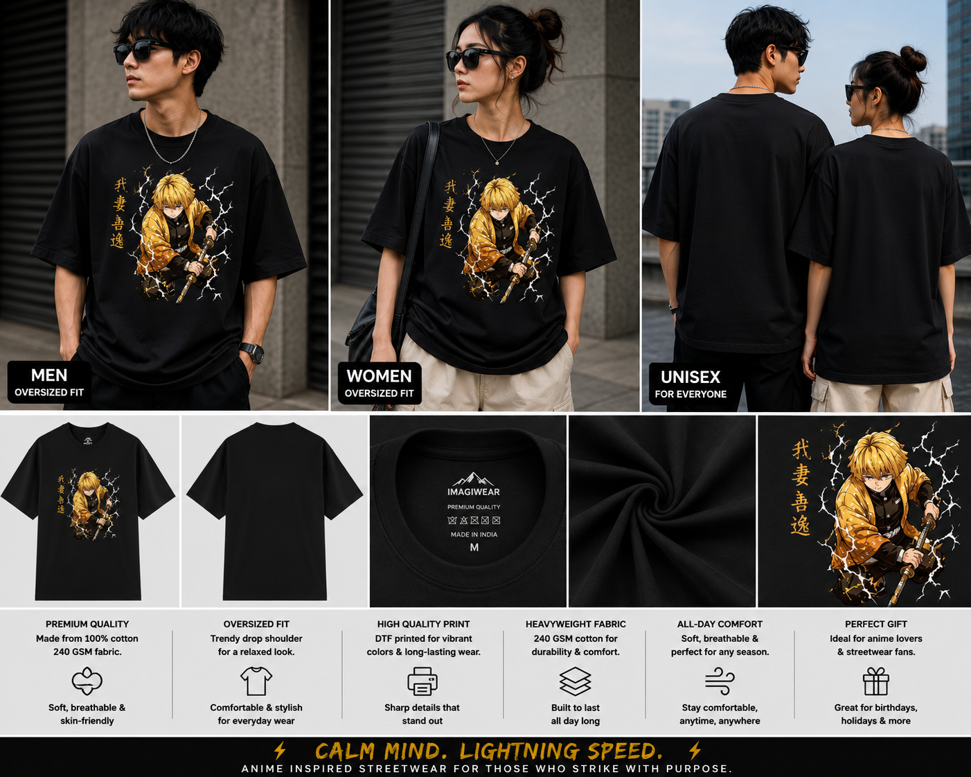 Thunder Resolve Oversized T-Shirt | Anime Inspired Streetwear Graphic Tee