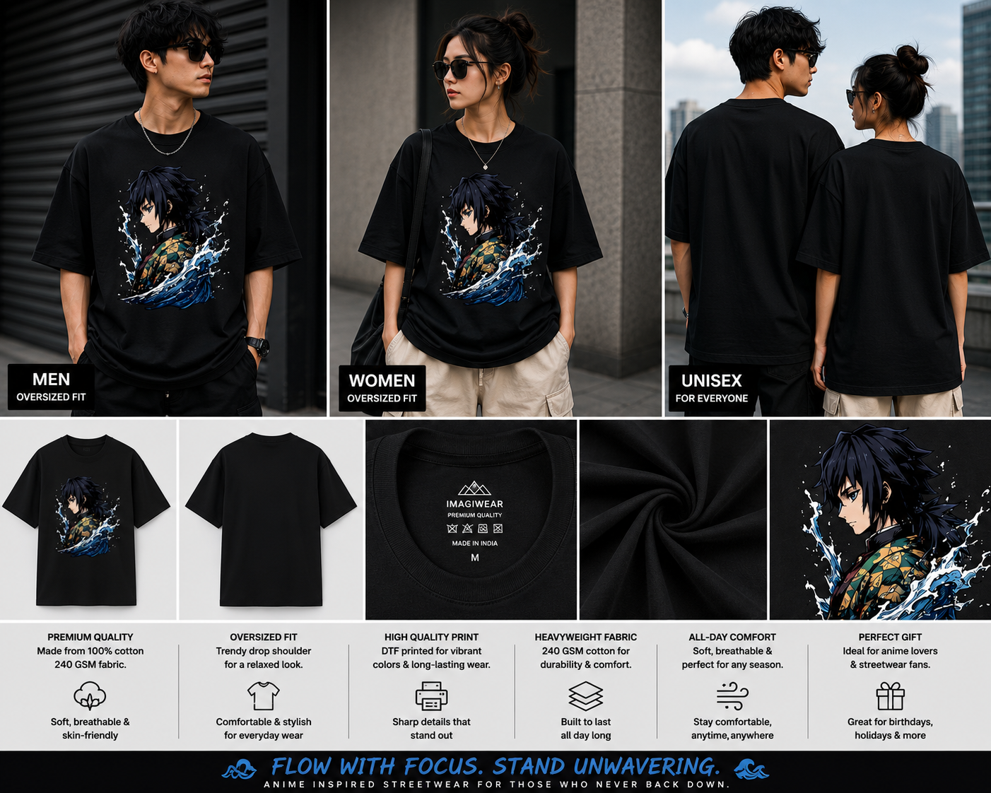 Ocean Guardian Oversized T-Shirt | Anime Inspired Streetwear Graphic Tee