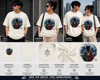 Tanjiro Kamado Wave Portrait | Oversized Unisex Demon Slayer T-Shirt