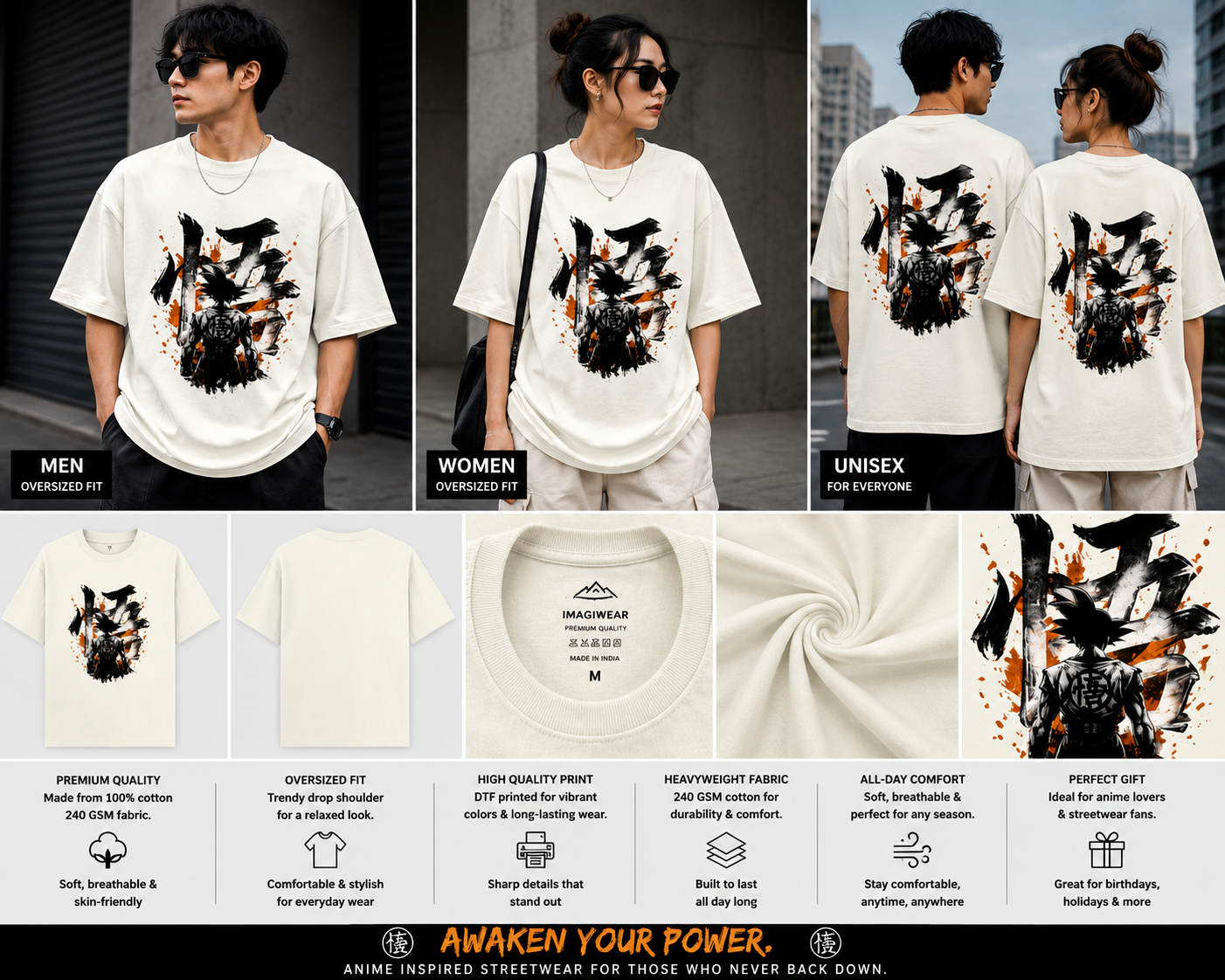 Warrior's Awakening Oversized T-Shirt | Anime Inspired Streetwear Graphic Tee