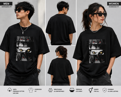 Death Note Eyes Collage | Oversized Unisex Anime T-Shirt