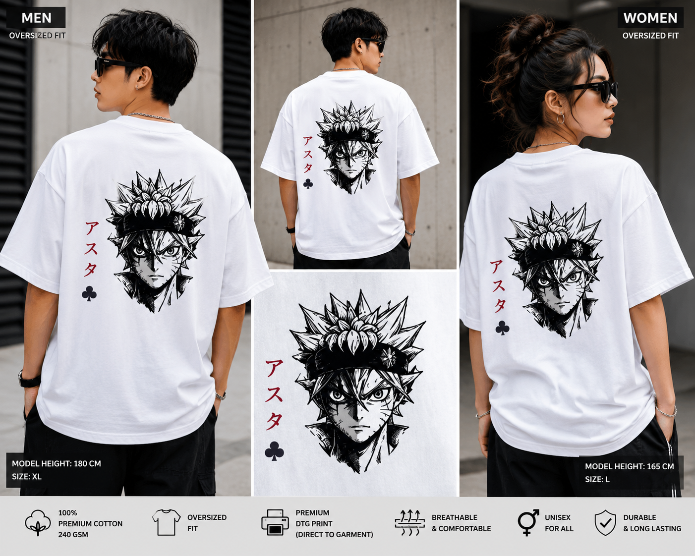 Anti Magic Legacy Oversized T-Shirt | Anime Inspired Back Print Streetwear Tee