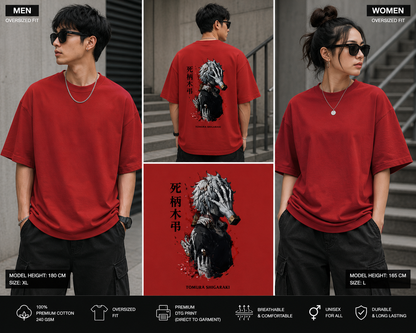 Chaos Reaper Crimson Villain Oversized T-Shirt | Dark Anime Back Print Tee