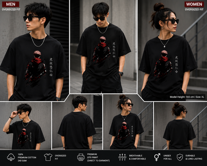 Crimson Resolve Oversized T-Shirt | Anime Inspired Streetwear Graphic Tee