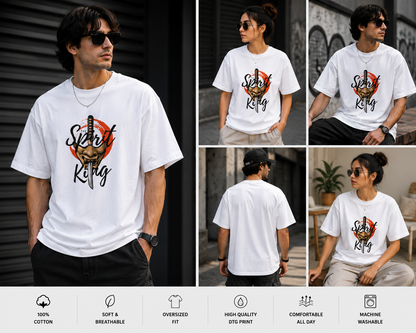 The Spirit King Oversized T-Shirt | Samurai Mask Graphic Streetwear Tee