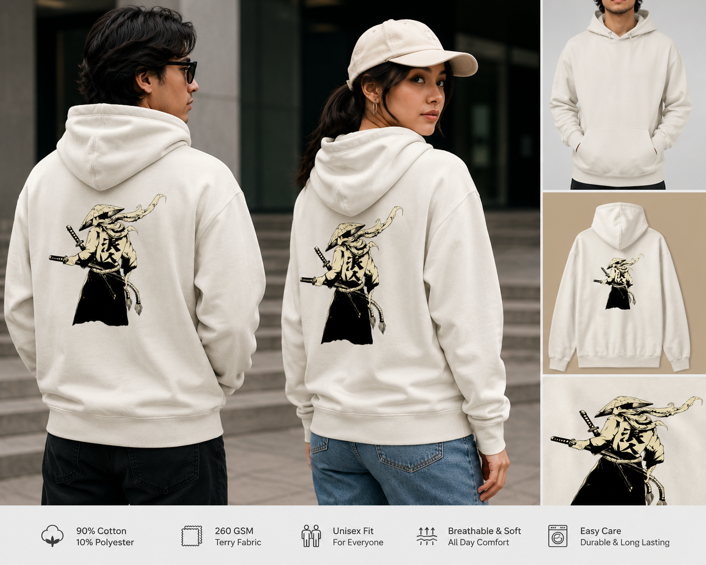 Konsei Minimalist Unisex Pullover Hoodie – Japanese Kanji Streetwear Hoodie