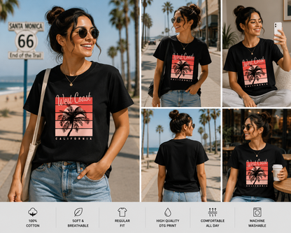 West Coast California Women's Classic T-Shirt | Retro Beach Graphic Tee
