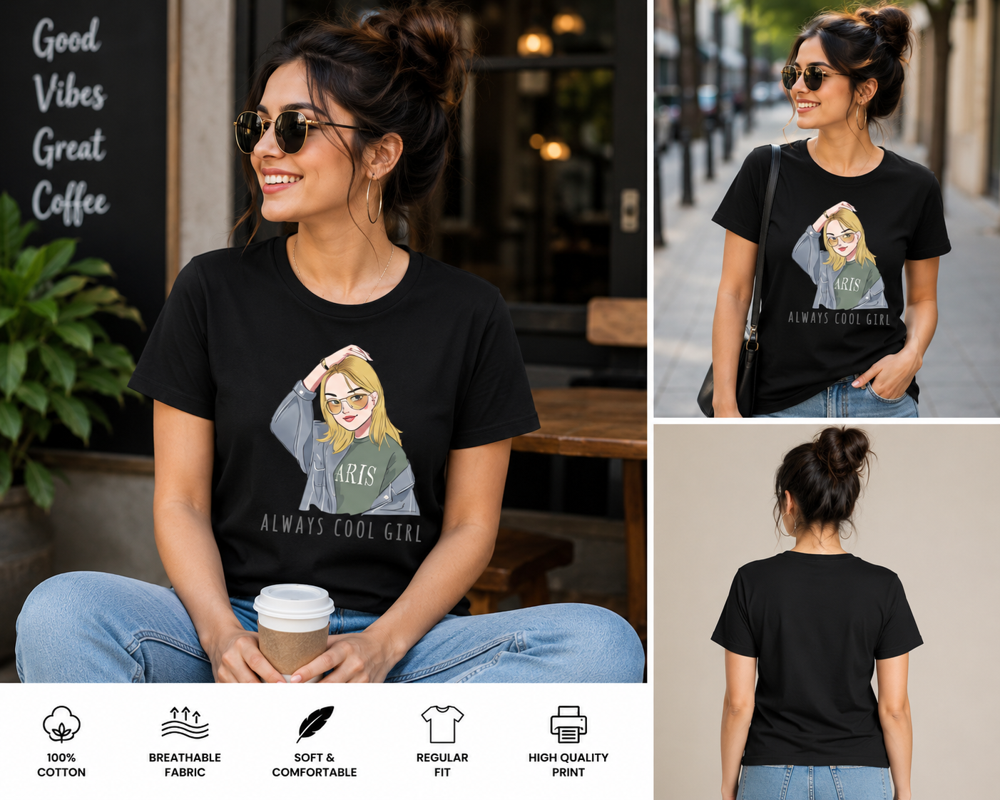 Always Cool Girl Women's Classic Graphic T-Shirt – Trendy Fashion Statement Tee