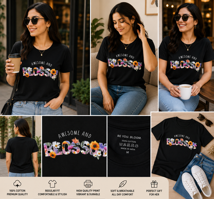 Awesome and Blossom Women's Classic T-Shirt – Floral Graphic Tee