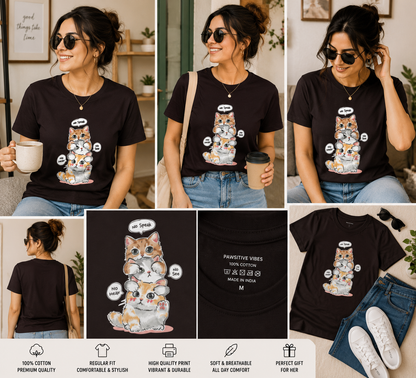 No Speak, No See, No Hear Cats Women's Classic T-Shirt – Cute Cat Graphic Tee