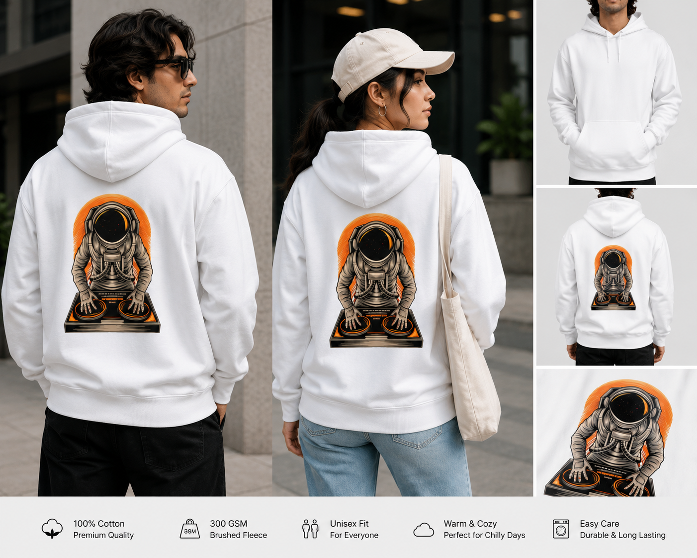 Cosmic DJ Unisex Premium Hoodie – Astronaut DJ Graphic Hoodie