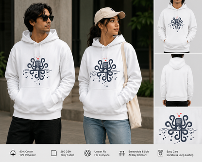 Kraken Loves You Unisex Pullover Hoodie – Ocean Graphic Streetwear Hoodie