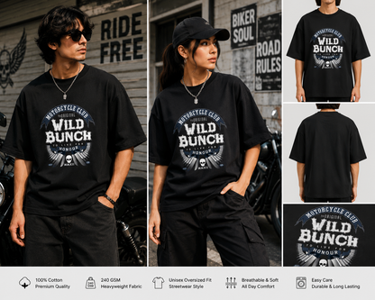 Wild Bunch Motorcycle Club Unisex Oversized T-Shirt – Vintage Biker Graphic Tee