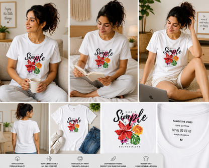 Make It Simple Women's Classic T-Shirt | Floral Inspirational Graphic Tee