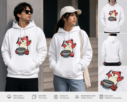 Ramen Panda Unisex Pullover Hoodie – Cute Foodie Graphic Hoodie