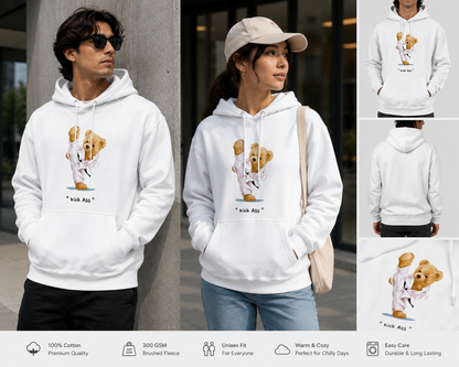 Kick Ass Teddy Unisex Premium Hoodie – Motivational Bear Graphic Hoodie