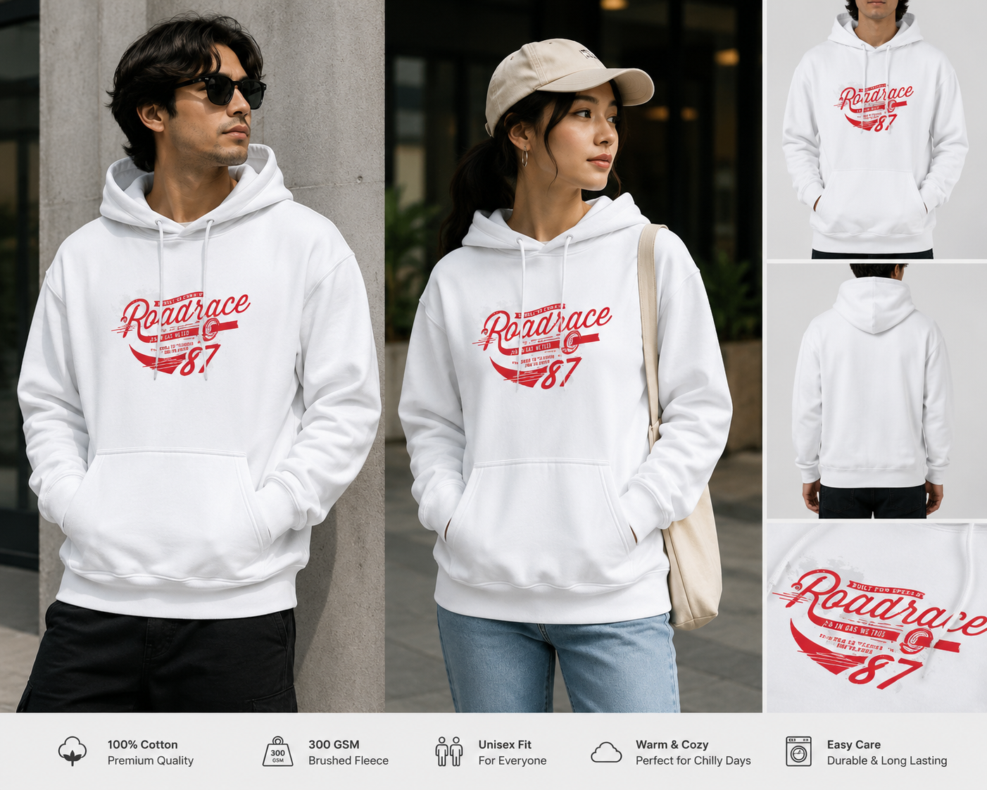 Road Race 87 Unisex Premium Hoodie – Vintage Racing Graphic Hoodie