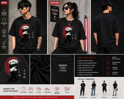 Blind Sorcerer Oversized T-Shirt | Anime Inspired Streetwear Graphic Tee