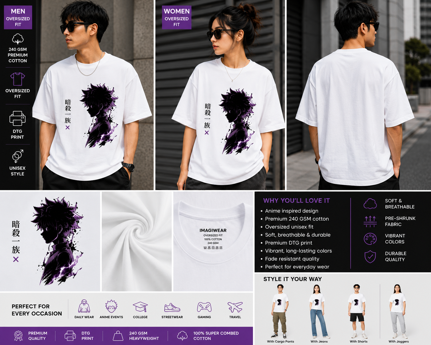 Shadow Assassin Oversized T-Shirt | Anime Inspired Streetwear Graphic Tee
